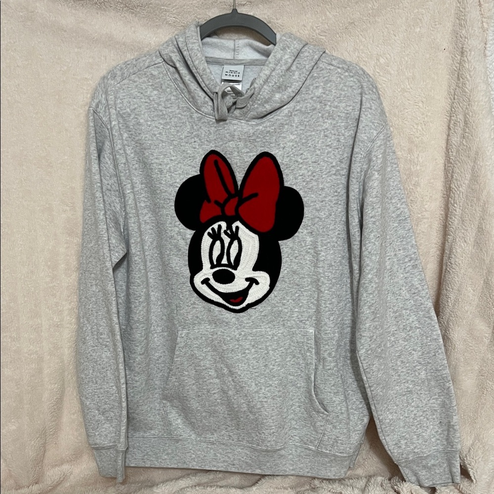 Disney Gray V-Neck Sweater with Red and Black Minnie Mouse